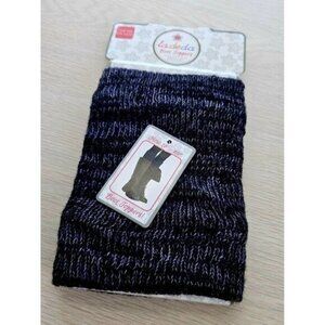 Women's Leg Warmer Boot Cuff Topper Purple Black Knit Pattern